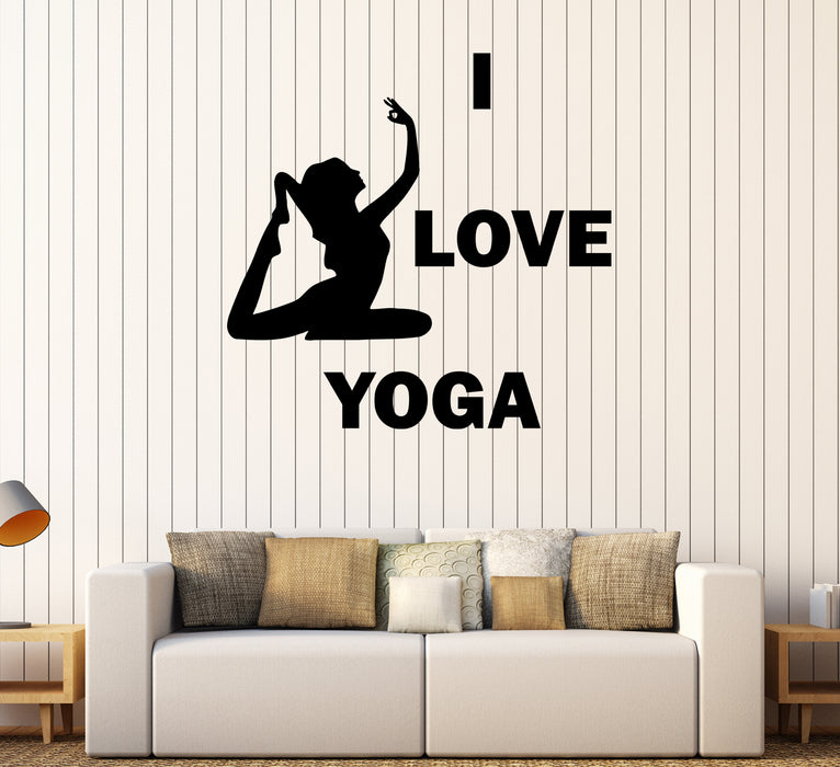 Wall Decal I Love Yoga Girl Pose Sport Vinyl Sticker (ed2075)