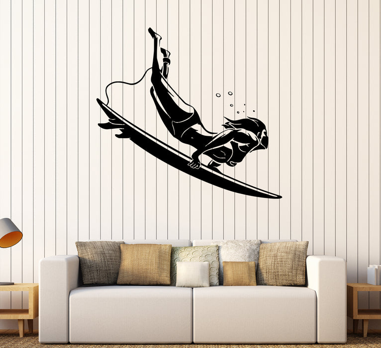 Wall Decal Extreme Sports Surfing Ocean Beach Waves Vinyl Sticker (ed2079)