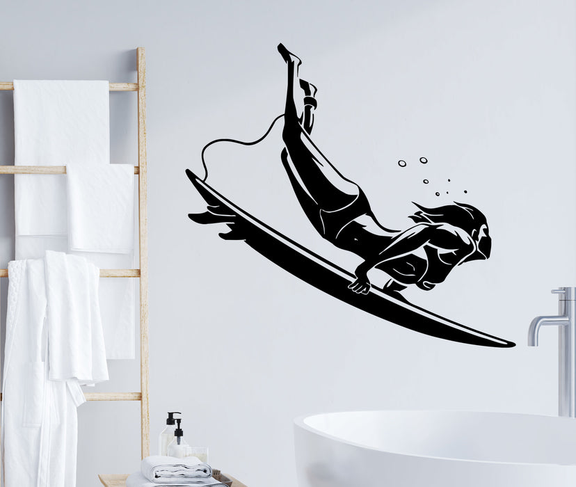 Wall Decal Extreme Sports Surfing Ocean Beach Waves Vinyl Sticker (ed2079)