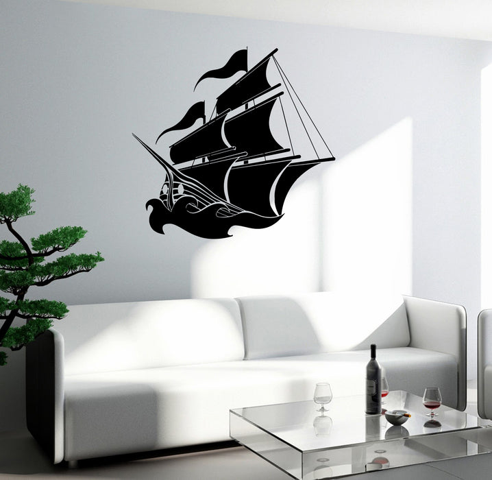 Wall Decal Ship Sails Sea Ocean Decor Vinyl Sticker (ed2084)