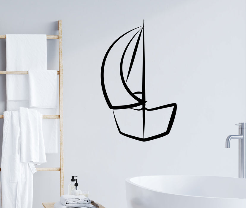 Wall Decal Boat Sailboat Ship Silhouette Sea Ocean Vinyl Sticker (ed2087)