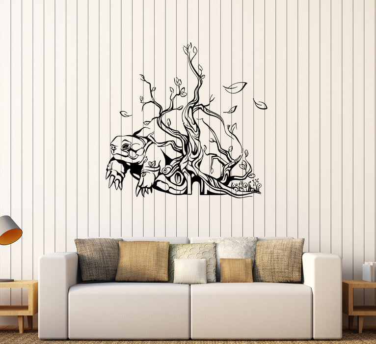 Wall Decal Turtle Tree Branches Leaves Animal Vinyl Sticker (ed2098)
