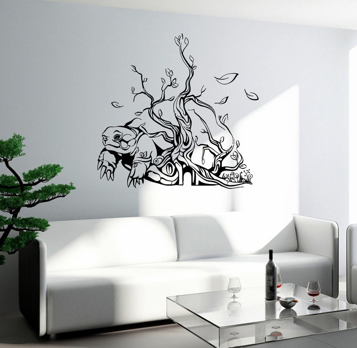 Wall Decal Turtle Tree Branches Leaves Animal Vinyl Sticker (ed2098)