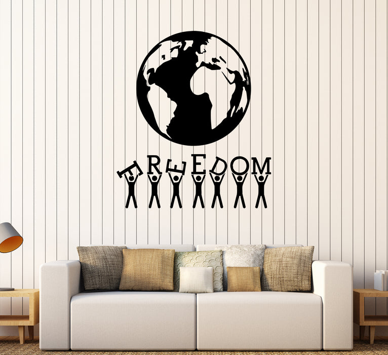 Наклейка на стену Планета Люди Свобода Слово Мир Виниловая наклейка (ed2100)
