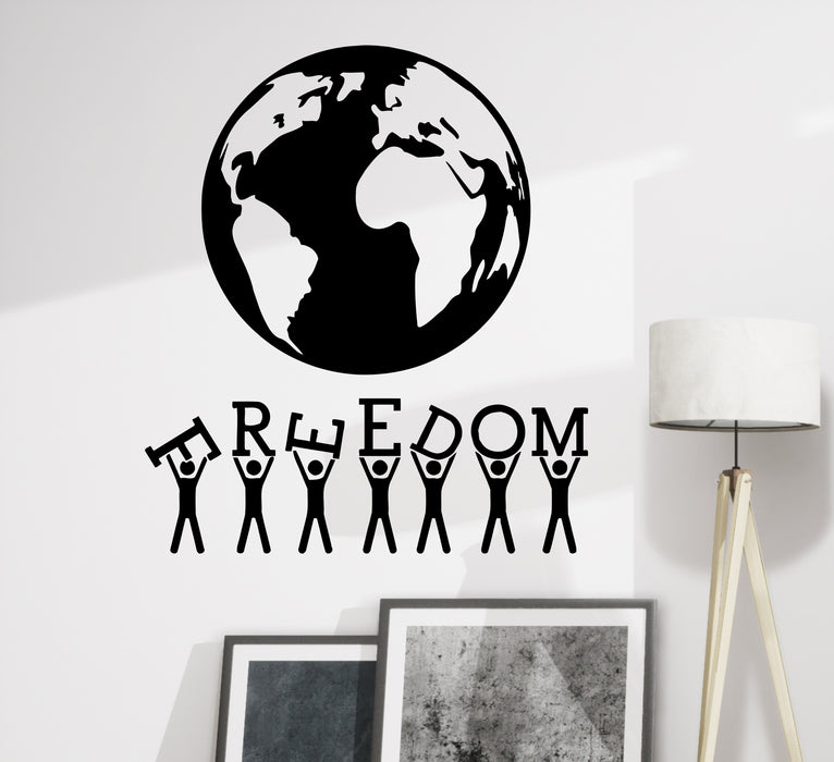 Наклейка на стену Планета Люди Свобода Слово Мир Виниловая наклейка (ed2100)