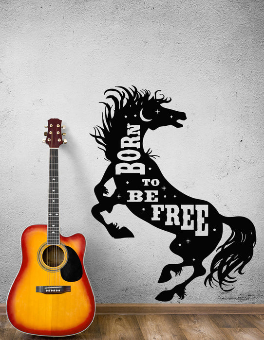 Wall Decal Animal Horse Black Mane Words Free Phrase Vinyl Sticker (ed2105)