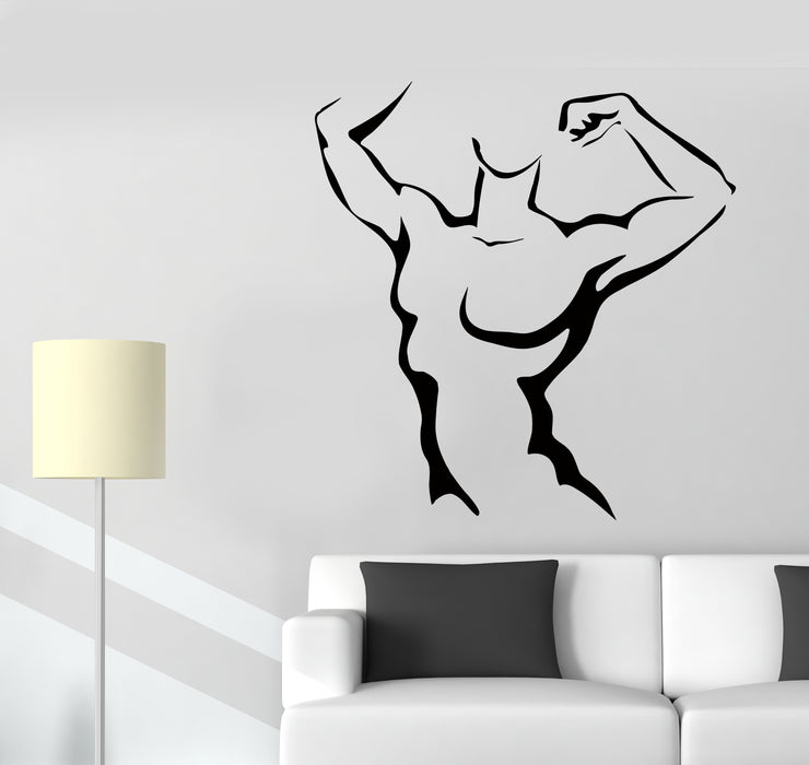 Wall Decal Muscular Body Muscle Sport Silhouette Vinyl Sticker (ed2122)