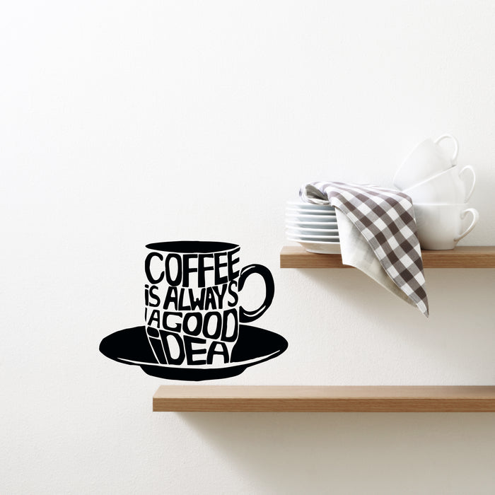 Wall Decal Cup Coffee Words Phrase Lettering Cafe Kitchen Vinyl Sticker (ed2123)