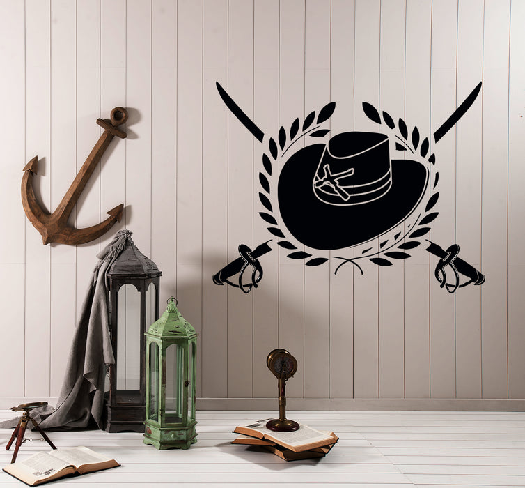 Wall Decal Hat Swords Knights Musketeers Decor Vinyl Sticker (ed2129)