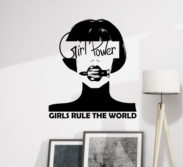 Wall Decal Woman Lettering Phrase Girl Power Word Vinyl Sticker (ed2131)