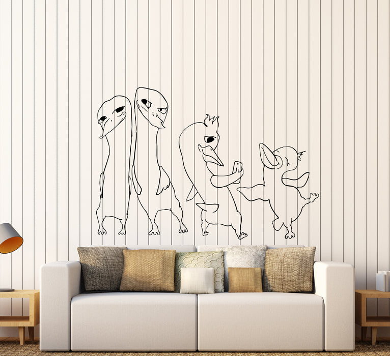 Wall Decal Funny Birds Ducks Animal Decor Vinyl Sticker (ed2143)