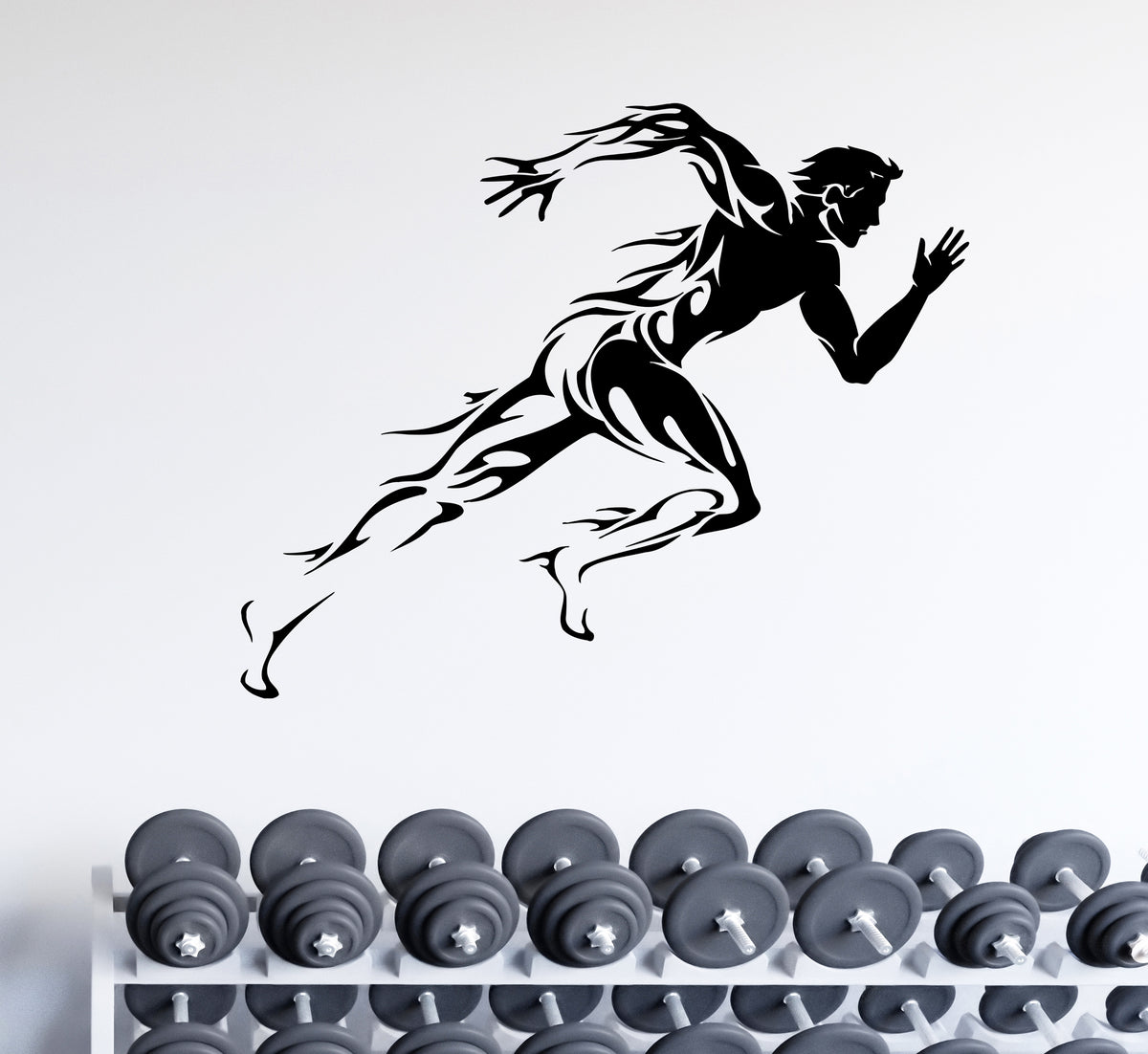 Wall Decal Running Man Athlete Sport Fire Vinyl Sticker (ed2163