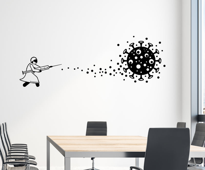 Wall Decal Doctor Virologist Syringe Virus Eradication Vaccine Vinyl Sticker (ed2170)