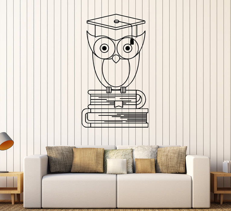 Wall Decal Owl Bird Symbol Knowledge Education Book Vinyl Sticker (ed2172)