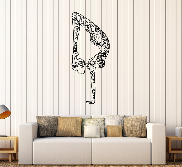 Wall Decal Girl Patterns Yoga Pose Sport Vinyl Sticker (ed2182)