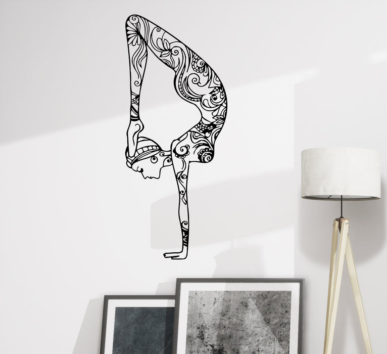 Wall Decal Girl Patterns Yoga Pose Sport Vinyl Sticker (ed2182)