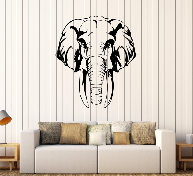 Wall Decal Elephant Head African Animal Trunk Vinyl Sticker (ed2194)