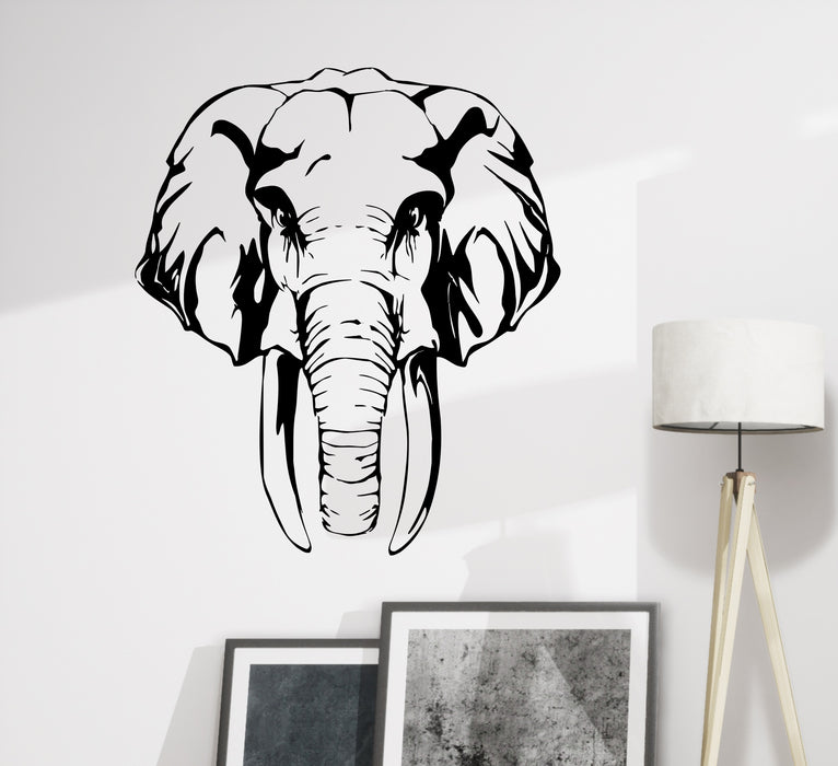 Wall Decal Elephant Head African Animal Trunk Vinyl Sticker (ed2194)