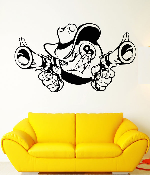 Wall Sticker Vinyl Decal Eight Ball Animation Pistols Hat Caricature Unique Gift (ed312)