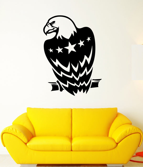 Wall Decal Eagle Birds America Flag Star Symbol Mural Vinyl Decal Unique Gift (ed329)