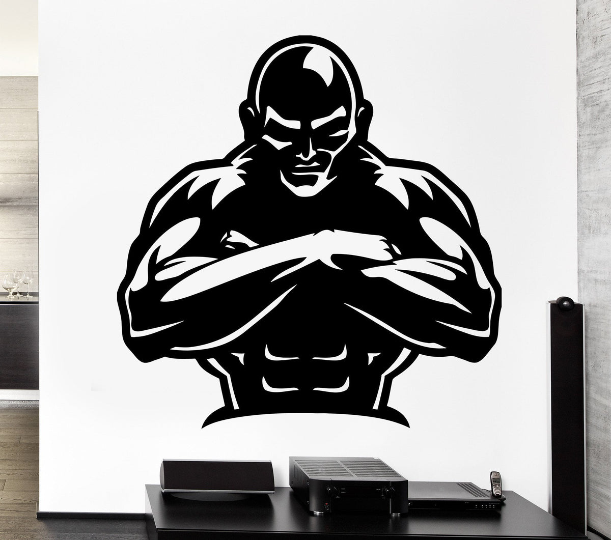 Wall Decal Strong Man Strength Fighter Fight The Power Mural Vinyl Dec ...