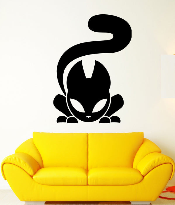 Wall Decal Cat Animal Pet Cartoon Tail Beast Mural Vinyl Decal Unique Gift (ed354)
