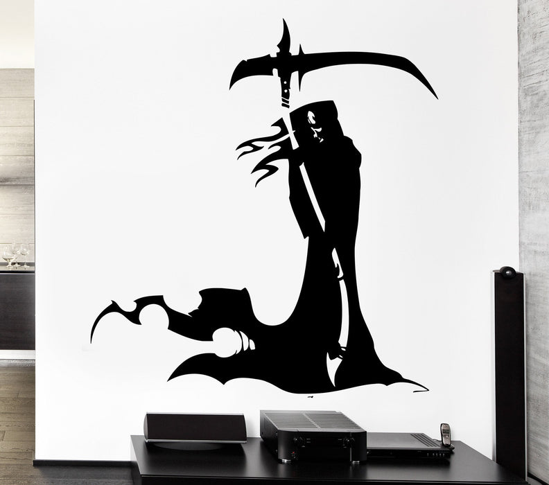 Wall Decal Grim Reaper Death Skeleton Black Cloak Monster Vinyl Decal Unique Gift (ed355)