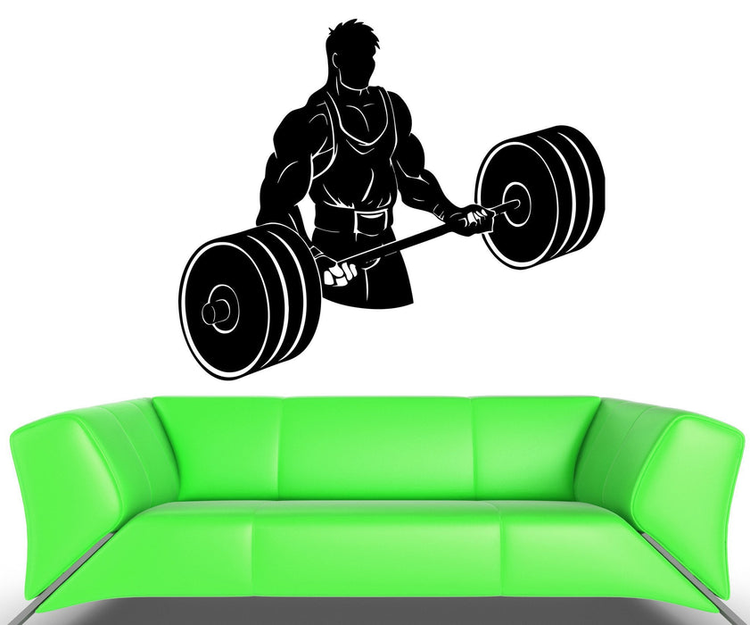 Wall Decal Athlete Bodybuilding Powerlifting Weightlifting Vinyl Decal Unique Gift (ed357)