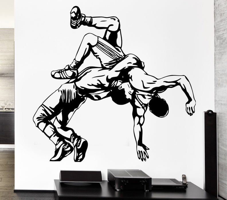 Wall Decal Sport Athletes Sparring Fight Shooting Wrestling Vinyl Decal Unique Gift (ed360)