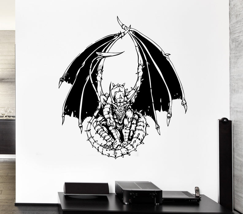 Wall Decal Dragon Fire Serpent Tale Monster Reptile Mural Vinyl Decal Unique Gift (ed373)