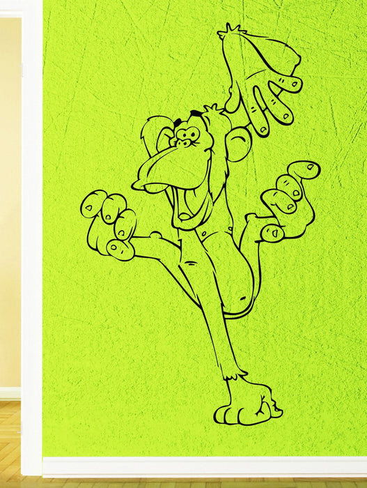 Wall Decal Macaque Monkey Cartoon Funny Animal Orangutan Vinyl Decal Unique Gift (ed382)