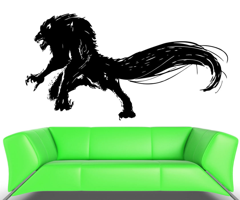 Wall Decal Wolf Werewolf Monster Beast Horror Evil Grin Vinyl Decal Unique Gift (ed383)