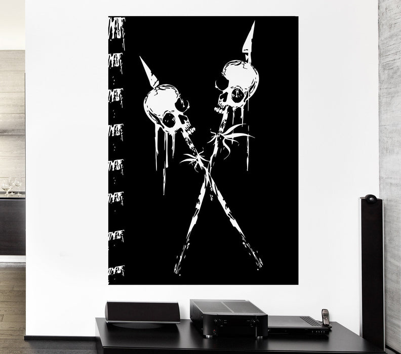Wall Decal Skull Skeleton Death Spear Ritual Shaman Mural Vinyl Decal Unique Gift (ed396)