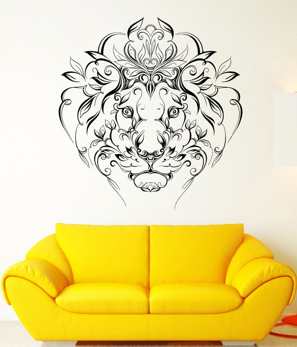 Wall Vinyl Sticker Lion King Predator Mane Patterns Flowers Art Decor Unique Gift (ed408)