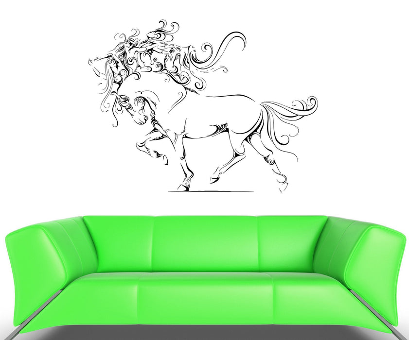 Wall Vinyl Sticker Decal Horse Hooves Mane Girls Abstraction Animal Unique Gift (ed413)