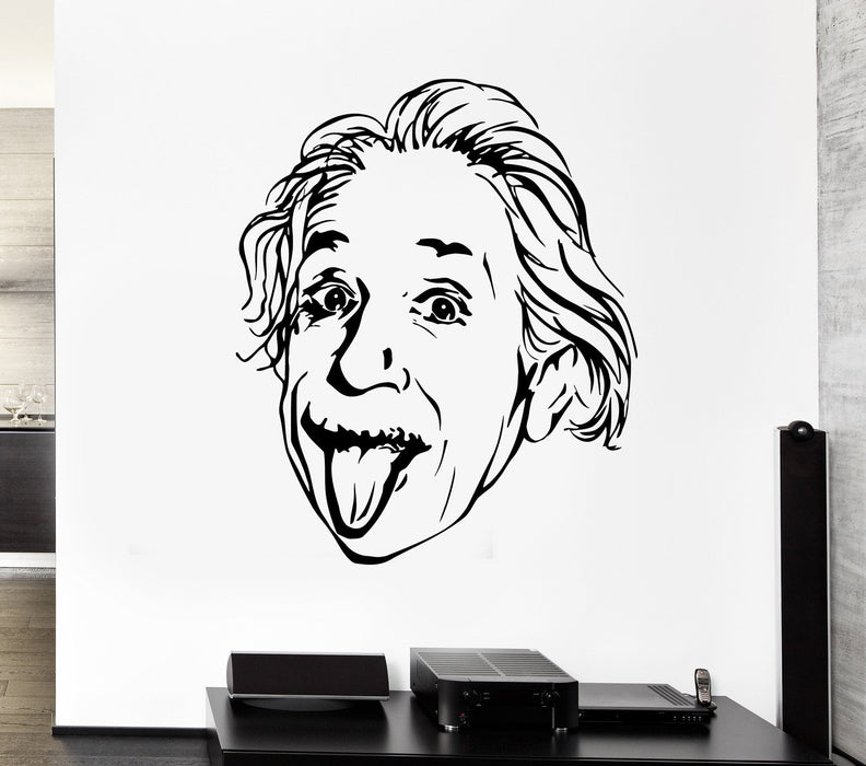 Wall Vinyl Sticker Decal Einstein Portrait Genius Scientist Physics Unique Gift (ed417)