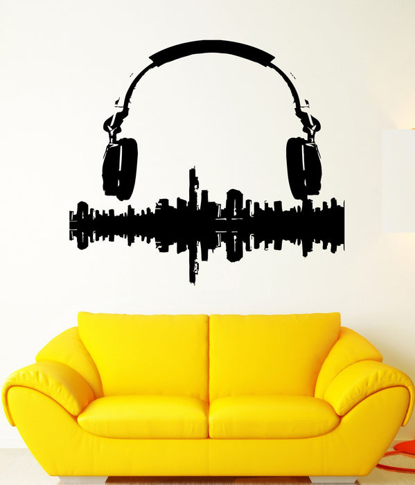 Wall Sticker Vinyl Decal Music Melody Headphones Sound City Panorama Unique Gift (ed423)