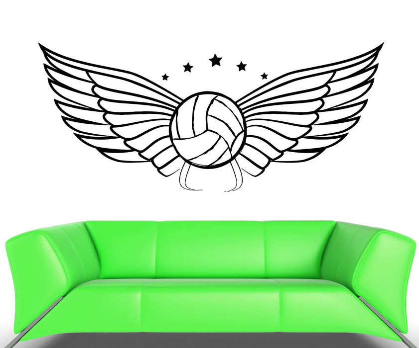 Wall Vinyl Sticker Decal Volleyball Ball Wings Sports Game Competitions Unique Gift (ed424)