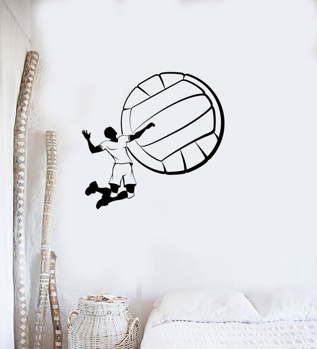 Wall Vinyl Sticker Decal Volleyball Game Sport Ball Player Leap Feed Unique Gift (ed429)