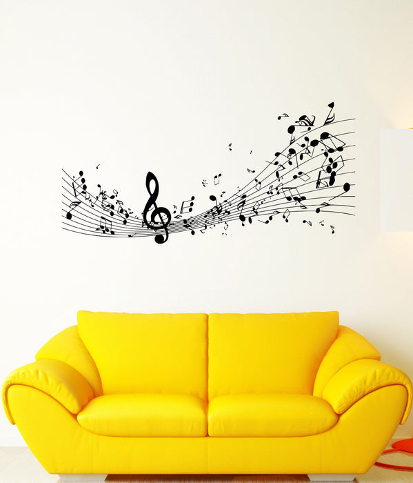 Wall Sticker Vinyl Decal Melody Sound Sheet Music Treble Clef Composer Unique Gift (ed434)