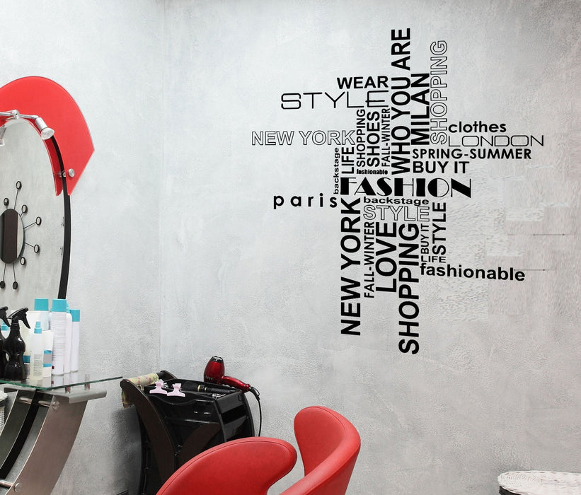 Wall Stickers Fashion Style Beauty Hair Salon Shopping Woman Vinyl Decal Unique Gift (ed437)