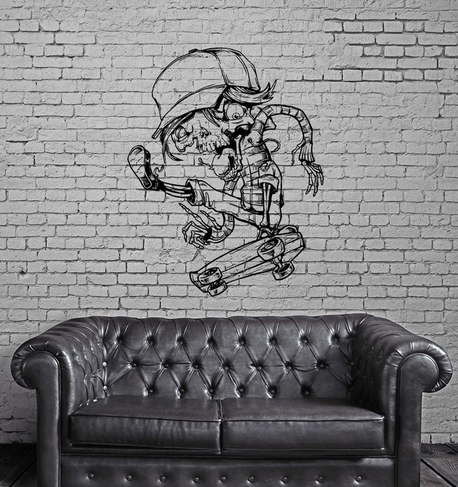 Wall Stickers Skeleton Skull Skateboard Extreme Sports Vinyl Decal Unique Gift (ed443)