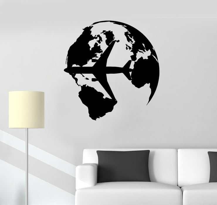 Wall Vinyl Sticker Decal Planet World Transport Airplane Flight Unique Gift (ed455)