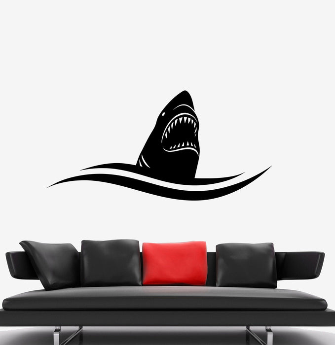 Wall Sticker Vinyl Decal Shark Ocean Sea Fall Fish Hat Wave Unique Gift (ed464)