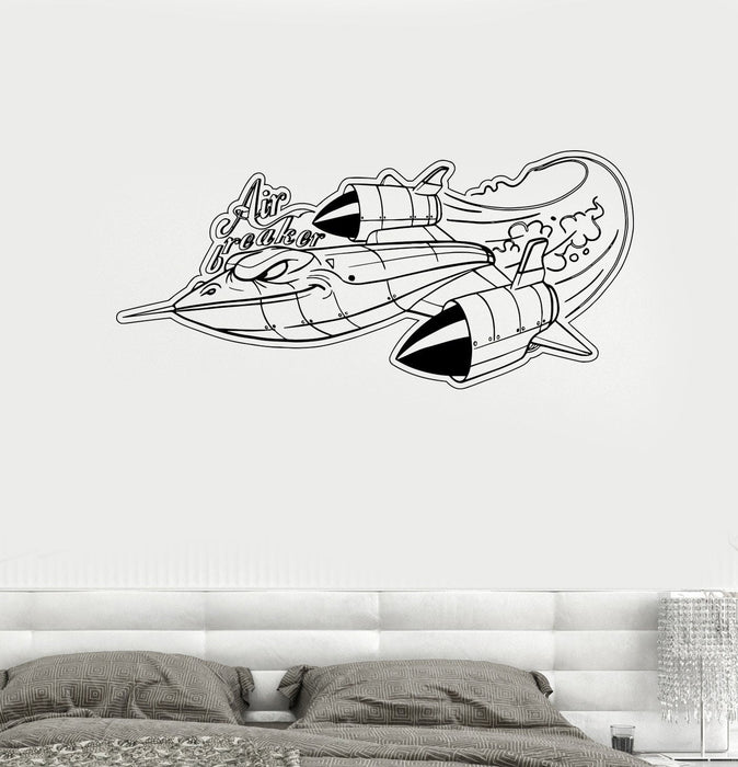 Vinyl Decal Airplane Childrens Room Cartoon Military War Wall Stickers Unique Gift (ed478)