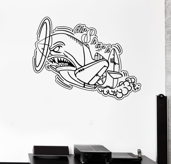 Wall Vinyl Sticker Decal Fighters Shark Cartoon Children's Room Airplane Unique Gift (ed479)