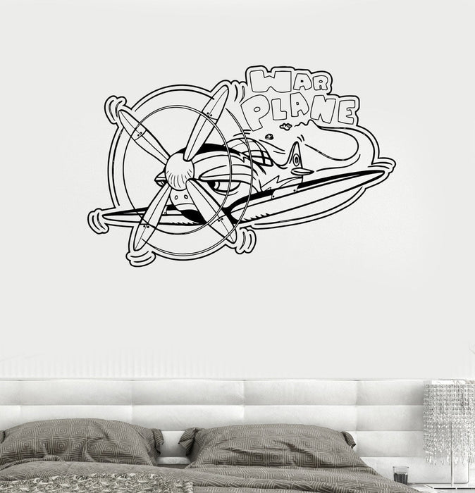 Wall Decal War Airplane Fighters Funny Cartoon Kids Room Vinyl Sticker Unique Gift (ed480)