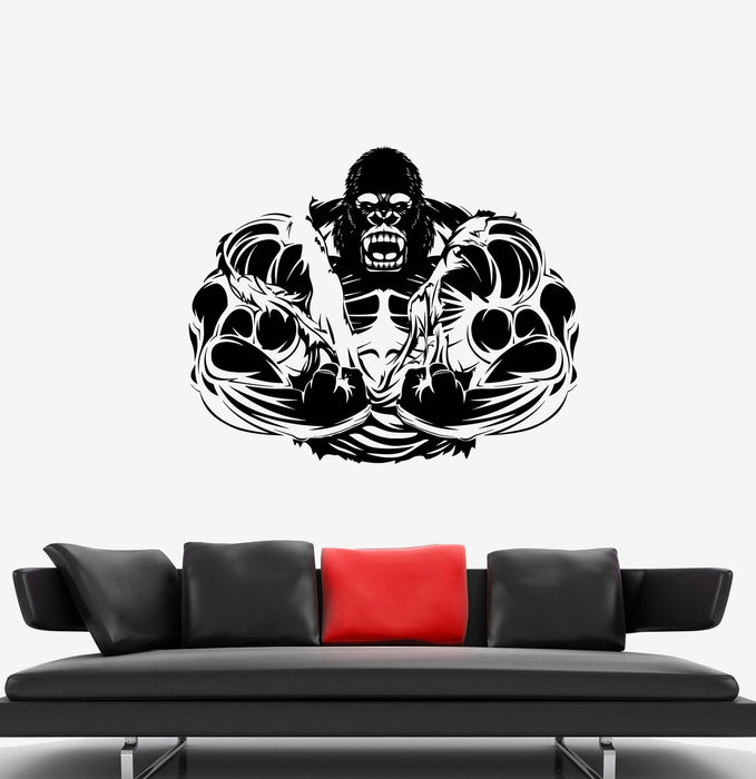 Wall Stickers Muscles Masculinity Animals Angry Gorilla Vinyl Decal Unique Gift (ed492)