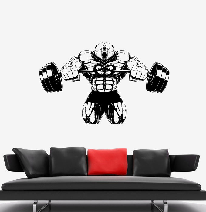 Wall Stickers Bear Rod Muscle Strength Sports Power Gym Vinyl Decal Unique Gift (ed496)