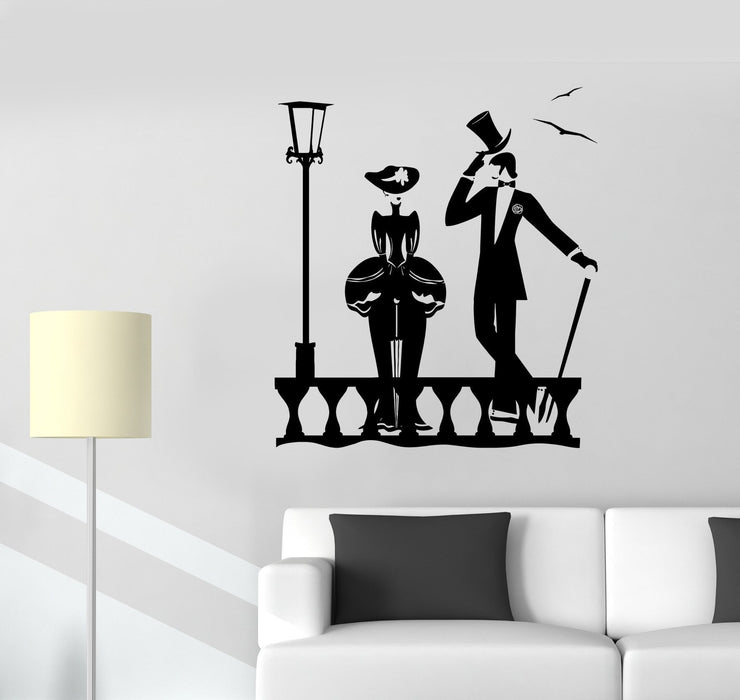 Wall Vinyl Sticker Decal Pair Quay Vintage Lady Gentleman Romantic Love Unique Gift (ed501)